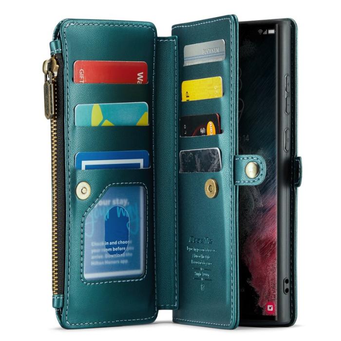 Caseme - CASEME C36 Läderfodral för Samsung Galaxy S22 Ultra 5G - Grön