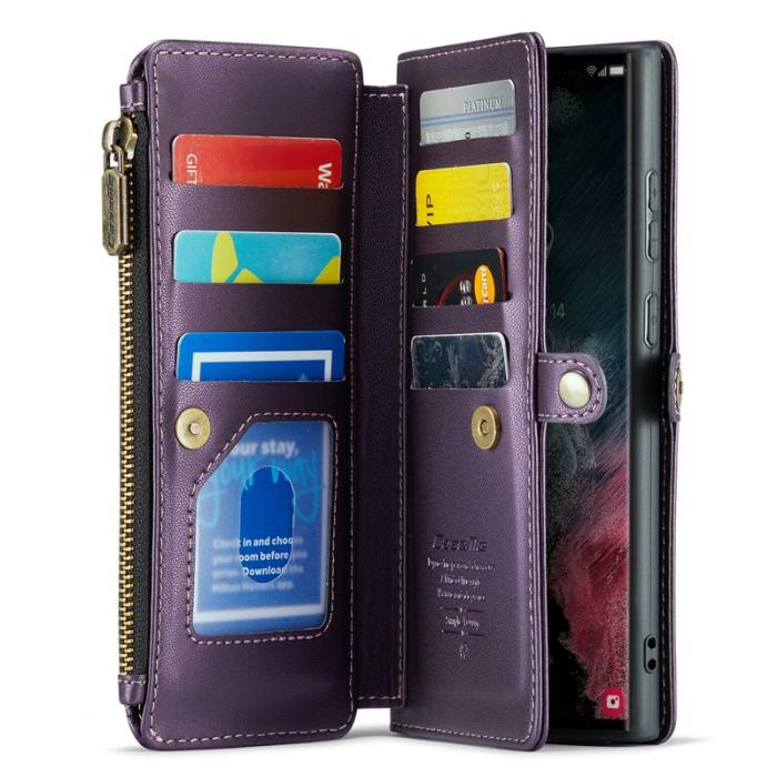 Caseme - CASEME C36 Läderfodral för Samsung Galaxy S22 Ultra 5G - Lila