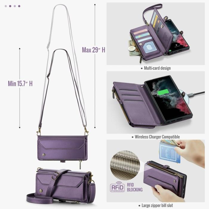 Caseme - CASEME C36 Läderfodral för Samsung Galaxy S22 Ultra 5G - Lila