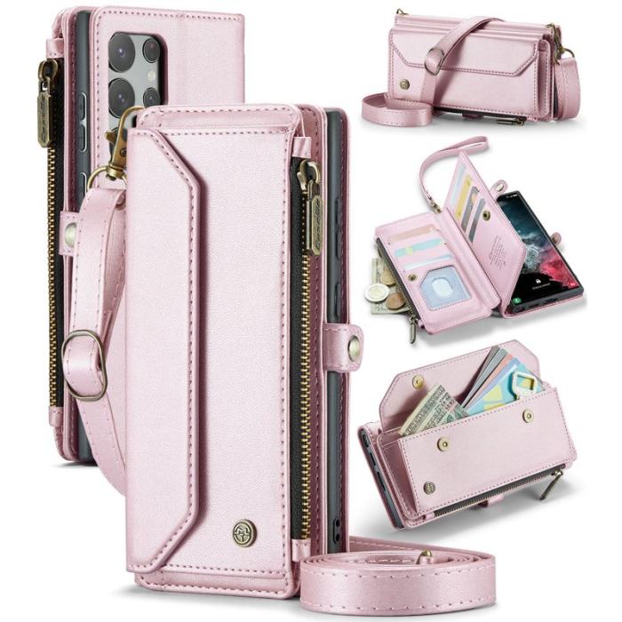 Caseme - CASEME C36 Läderfodral för Samsung Galaxy S22 Ultra 5G - Rosa