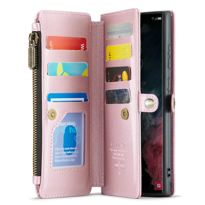 Caseme - CASEME C36 Läderfodral för Samsung Galaxy S22 Ultra 5G - Rosa