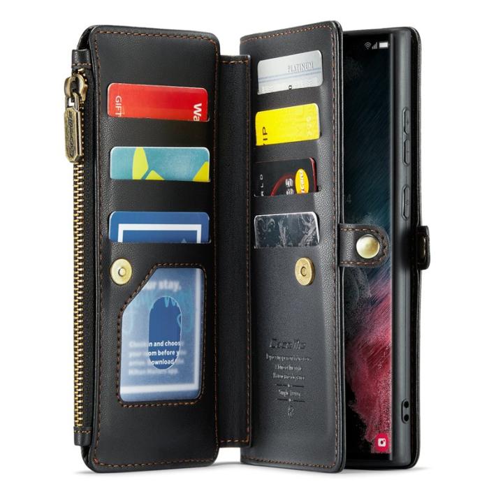 Caseme - CASEME C36 Läderfodral för Samsung Galaxy S22 Ultra 5G - Svart