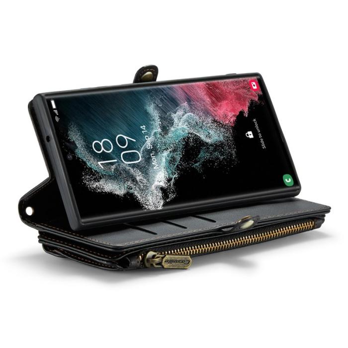 Caseme - CASEME C36 Läderfodral för Samsung Galaxy S22 Ultra 5G - Svart