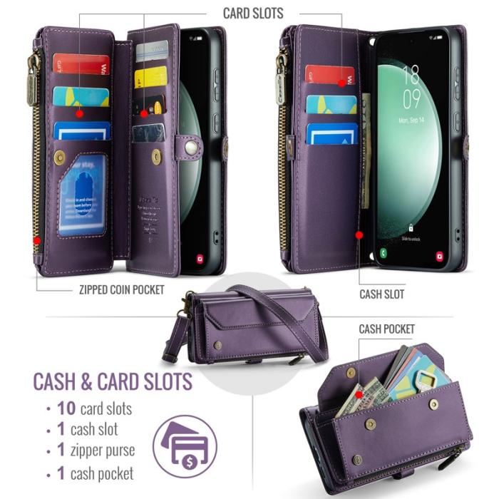Caseme - CASEME C36 Läderfodral för Samsung Galaxy S23 FE - Lila