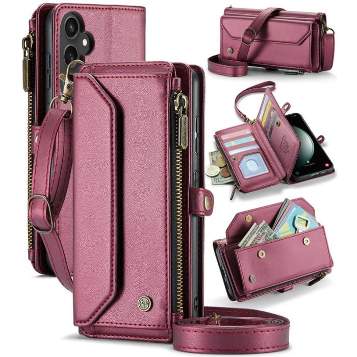 Caseme - CASEME C36 Läderfodral för Samsung Galaxy S23 FE - Vinröd