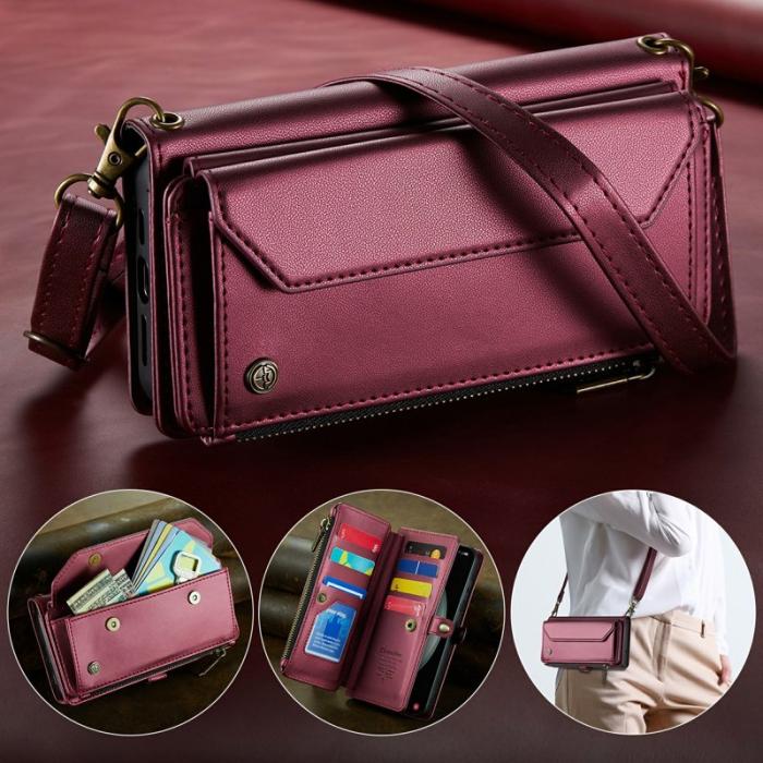 Caseme - CASEME C36 Läderfodral för Samsung Galaxy S23 FE - Vinröd