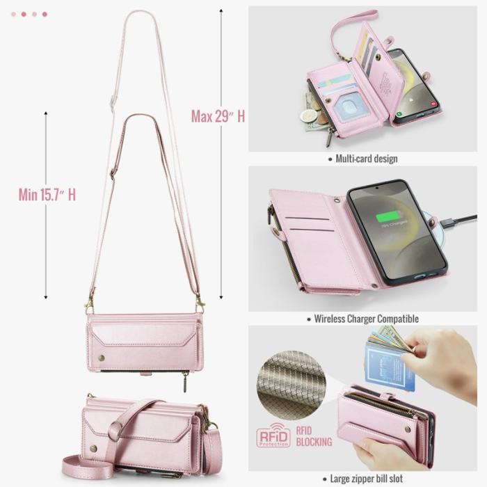 Caseme - CASEME C36 Läderfodral för Samsung Galaxy S24+ - Rosa