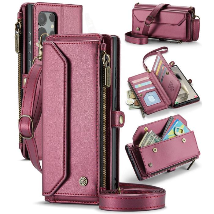 Caseme - CASEME C36 Läderfodral för Samsung Galaxy S24 Ultra - Vinröd