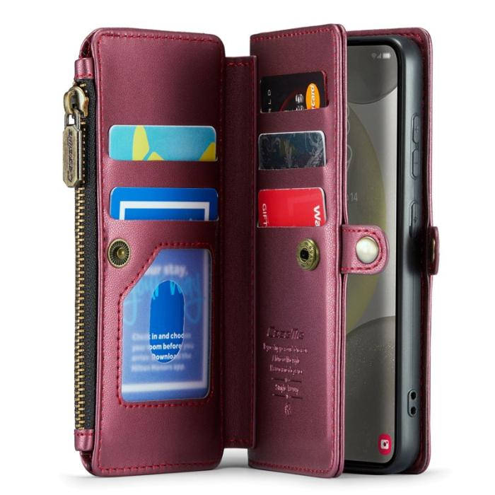 Caseme - CASEME C36 Läderfodral för Samsung Galaxy S24+ - Vinröd