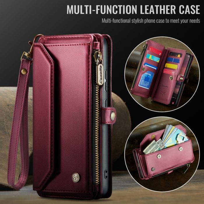 Caseme - CASEME C36 Läderfodral för Samsung Galaxy S25 Edge - Vinröd