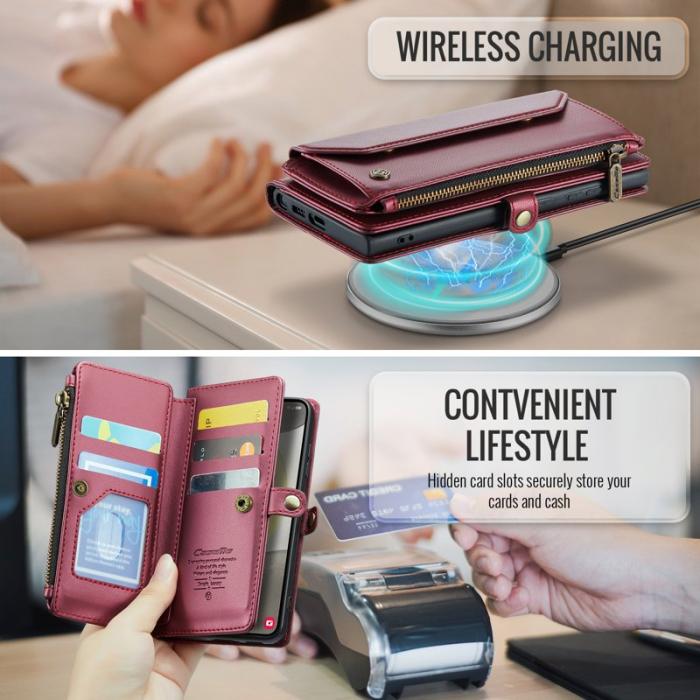 Caseme - CASEME C36 Läderfodral för Samsung Galaxy S25 - Röd