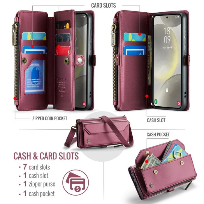 Caseme - CASEME C36 Läderfodral för Samsung Galaxy S25 - Röd