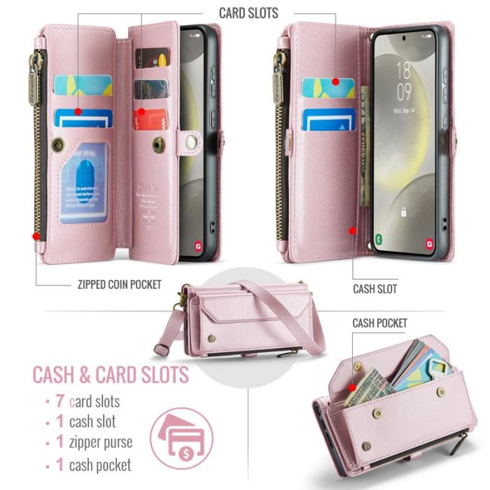 Caseme - CASEME C36 Läderfodral för Samsung Galaxy S25 - Rosa