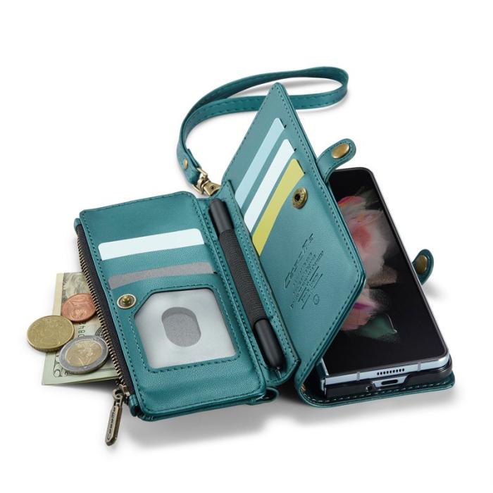Caseme - CASEME C36 Läderfodral för Samsung Galaxy Z Fold3 5G - Grön