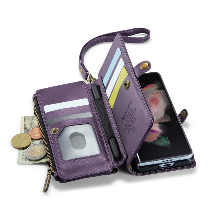 Caseme - CASEME C36 Läderfodral för Samsung Galaxy Z Fold3 5G - Lila