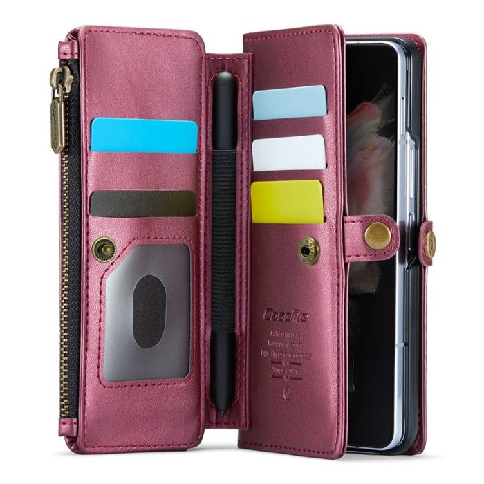 Caseme - CASEME C36 Läderfodral för Samsung Galaxy Z Fold3 5G - Vinröd