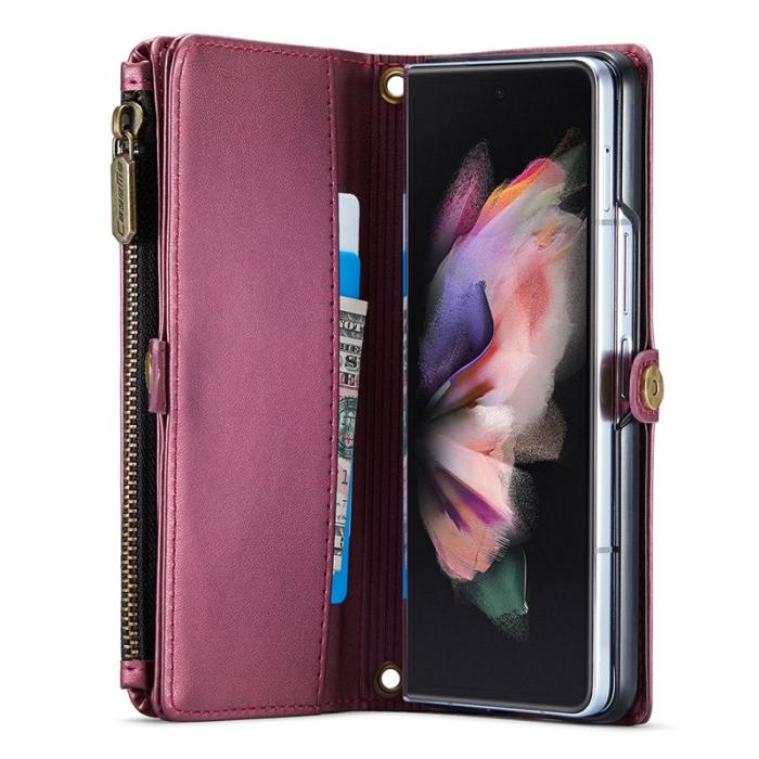 Caseme - CASEME C36 Läderfodral för Samsung Galaxy Z Fold3 5G - Vinröd