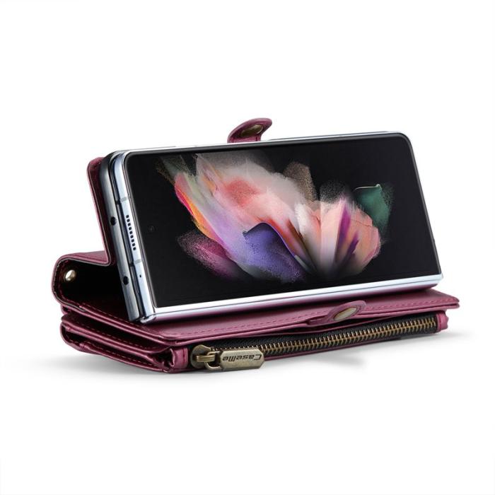 Caseme - CASEME C36 Läderfodral för Samsung Galaxy Z Fold3 5G - Vinröd