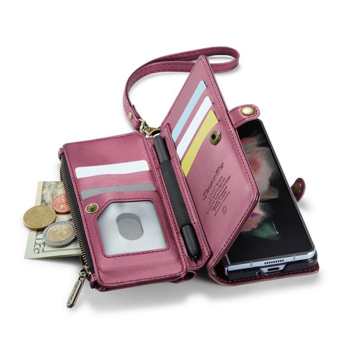 Caseme - CASEME C36 Läderfodral för Samsung Galaxy Z Fold3 5G - Vinröd