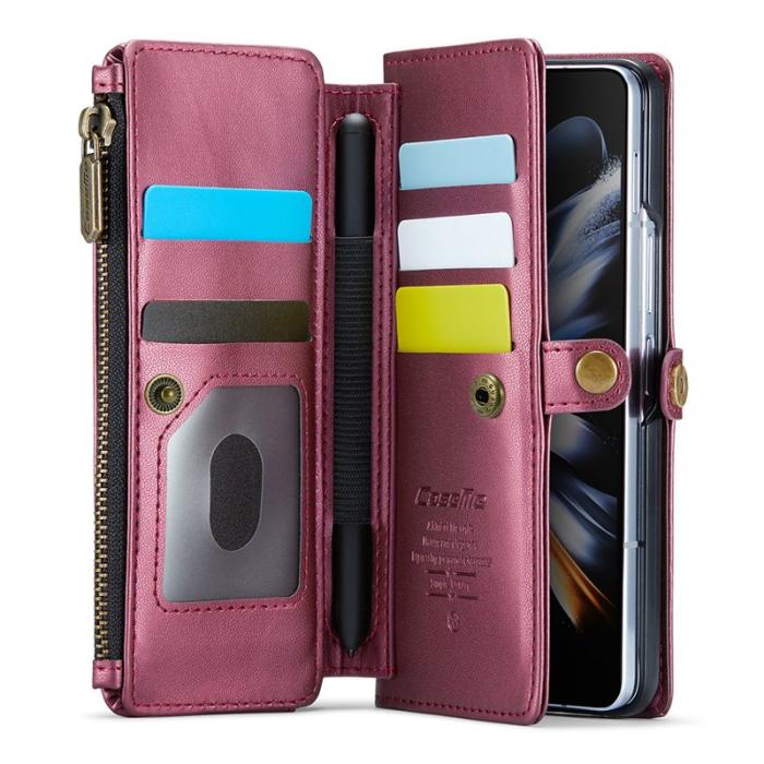 Caseme - CASEME C36 Läderfodral för Samsung Galaxy Z Fold4 5G - Vinröd