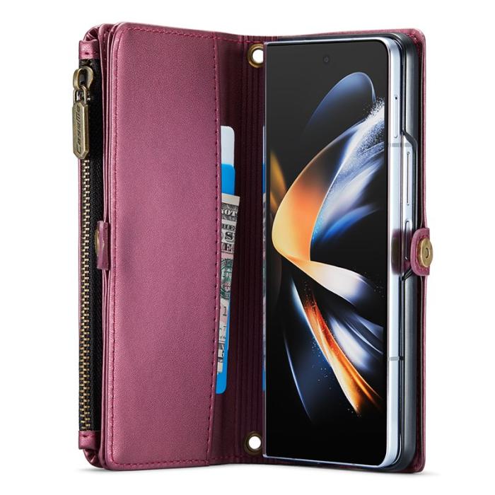 Caseme - CASEME C36 Läderfodral för Samsung Galaxy Z Fold4 5G - Vinröd
