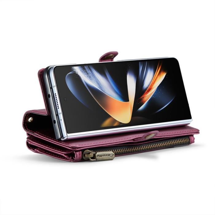 Caseme - CASEME C36 Läderfodral för Samsung Galaxy Z Fold4 5G - Vinröd