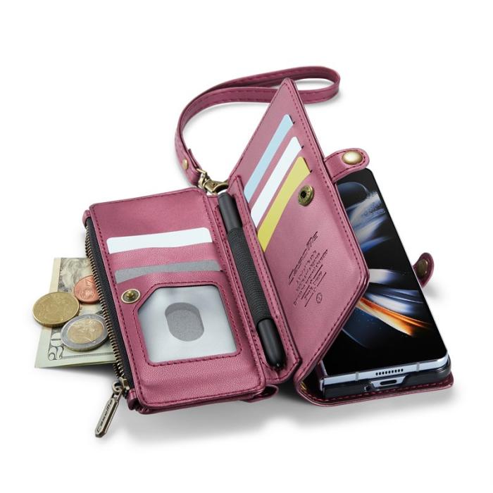 Caseme - CASEME C36 Läderfodral för Samsung Galaxy Z Fold4 5G - Vinröd