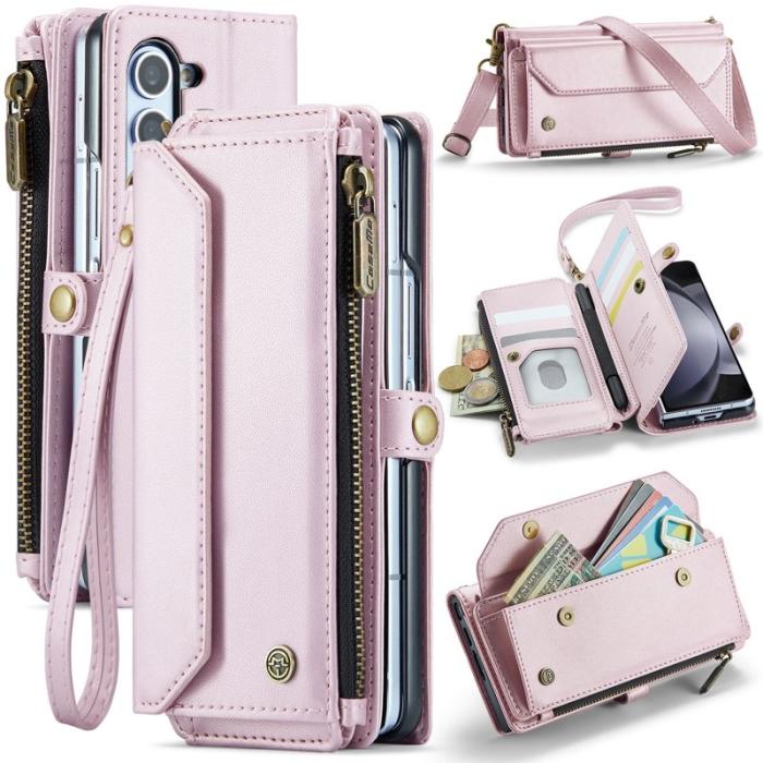 Caseme - CASEME C36 Läderfodral för Samsung Galaxy Z Fold5 - Rosa