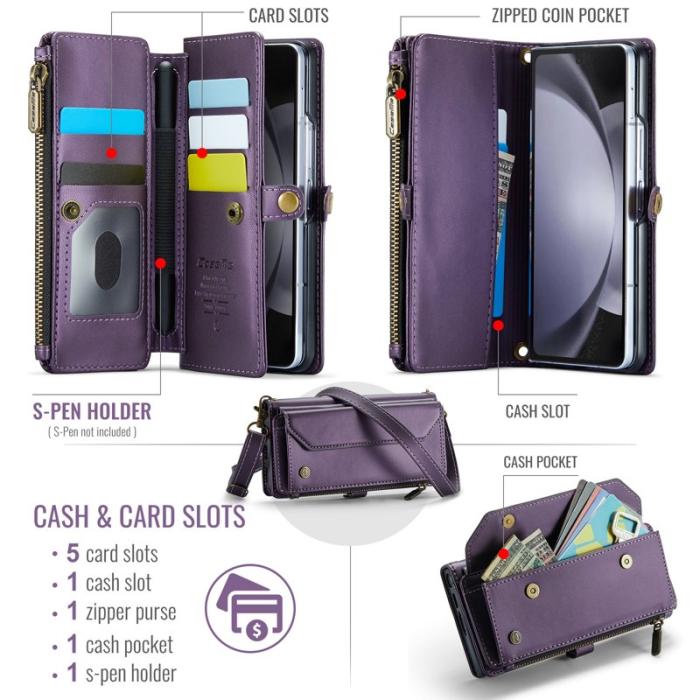 Caseme - CASEME C36 Läderfodral för Samsung Galaxy Z Fold6 5G - Lila