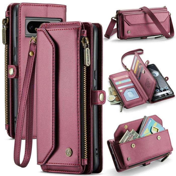 Caseme - CASEME C36 Läderfodral till Google Pixel 8 Pro - Vinröd