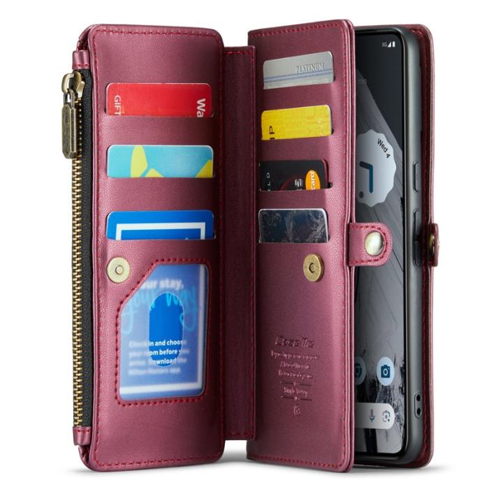 Caseme - CASEME C36 Läderfodral till Google Pixel 8 Pro - Vinröd