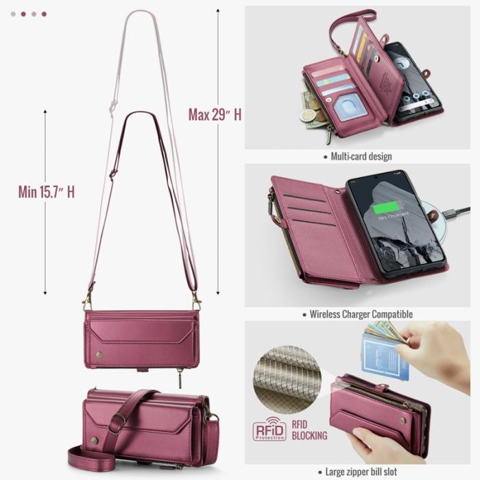 Caseme - CASEME C36 Läderfodral till Google Pixel 8 Pro - Vinröd