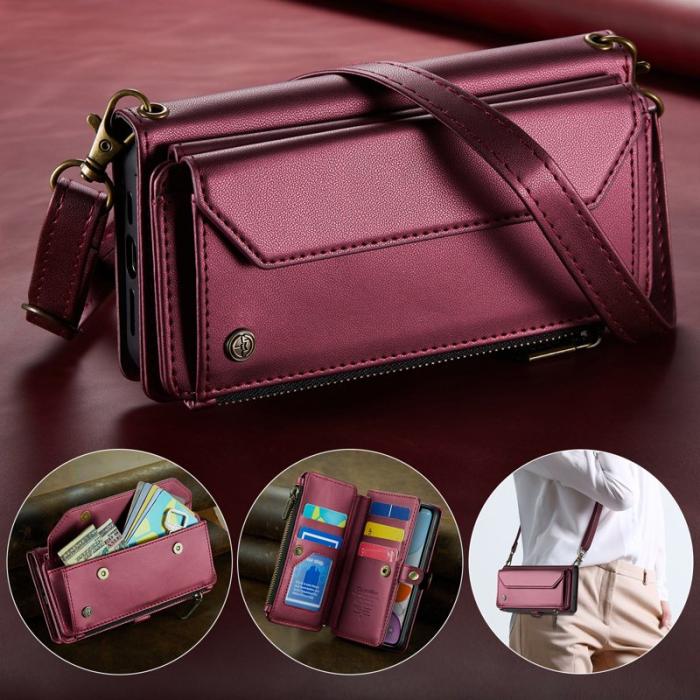 Caseme - CASEME C36 Läderfodral till iPhone 11 med kortfack - Vinröd