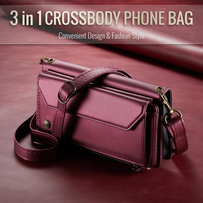 Caseme - CASEME C36 Läderfodral till iPhone 11 med kortfack - Vinröd