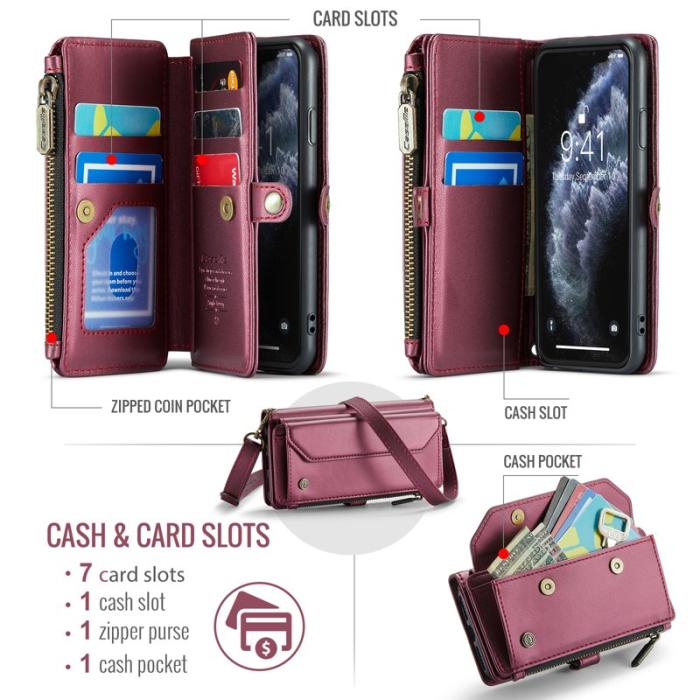 Caseme - CASEME C36 Läderfodral till iPhone 11 Pro - Vinröd