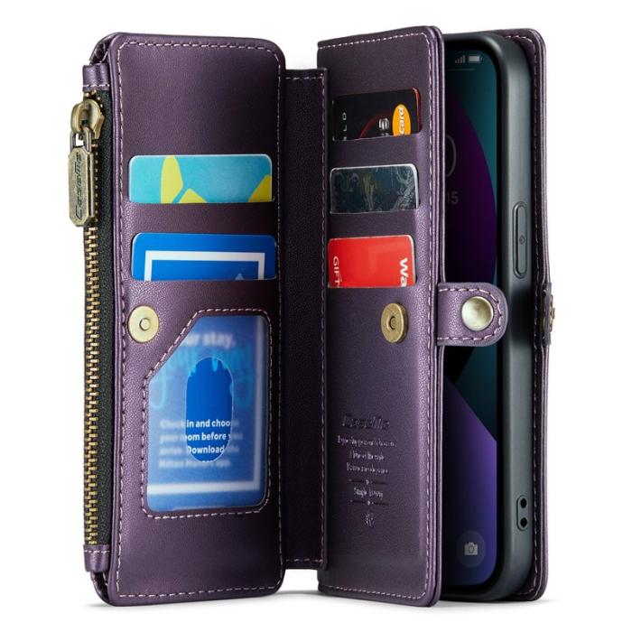 Caseme - CASEME C36 Läderfodral till iPhone 13 med kortfack - Lila