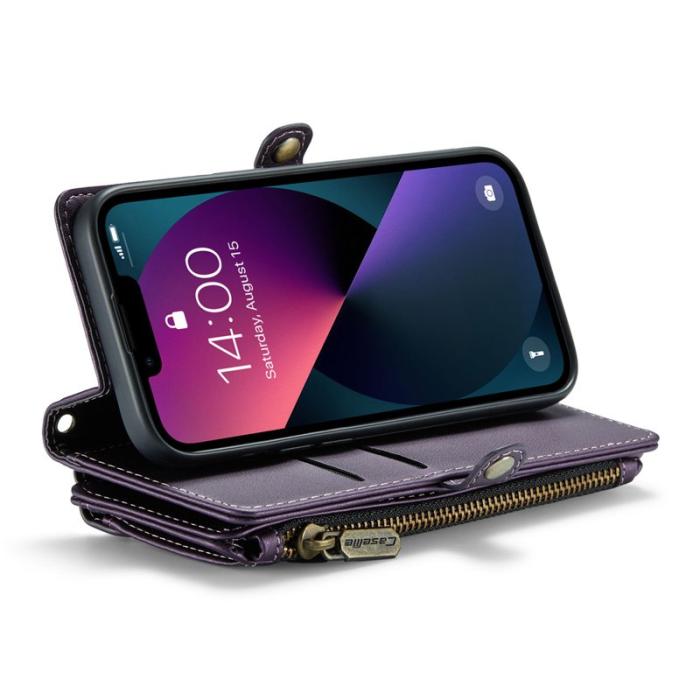 Caseme - CASEME C36 Läderfodral till iPhone 13 med kortfack - Lila