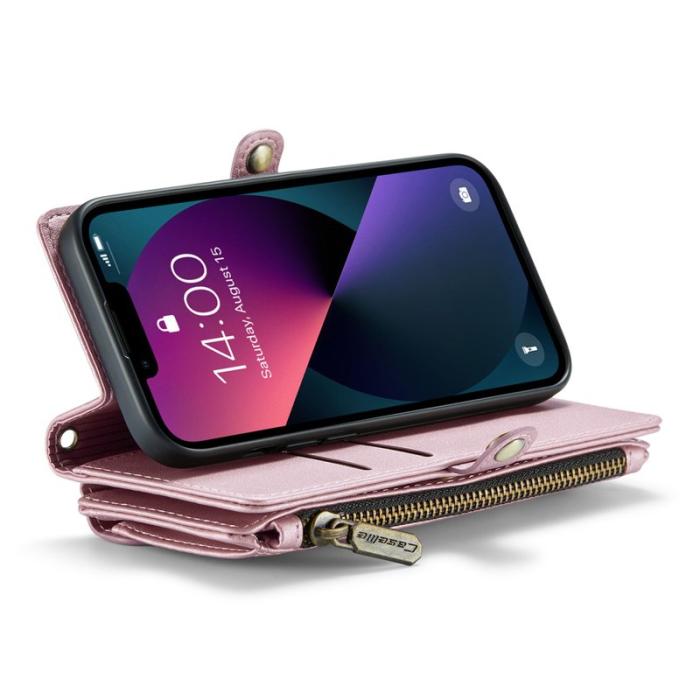Caseme - CASEME C36 Läderfodral till iPhone 13 med kortfack - Rosa
