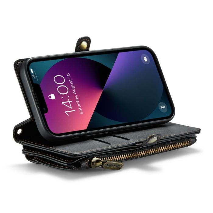 Caseme - CASEME C36 Läderfodral till iPhone 13 med kortfack - Svart