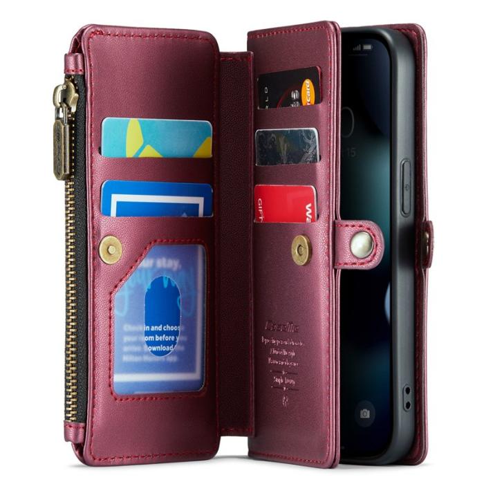 Caseme - CASEME C36 Läderfodral till iPhone 13 mini - Vinröd