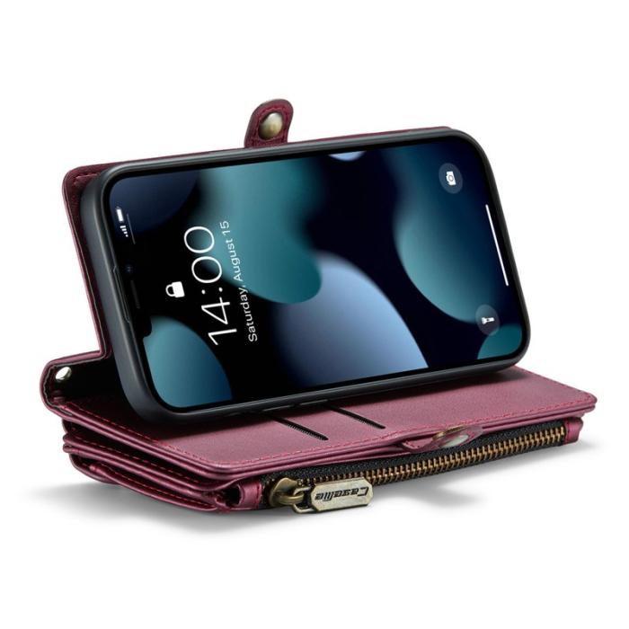 Caseme - CASEME C36 Läderfodral till iPhone 13 mini - Vinröd