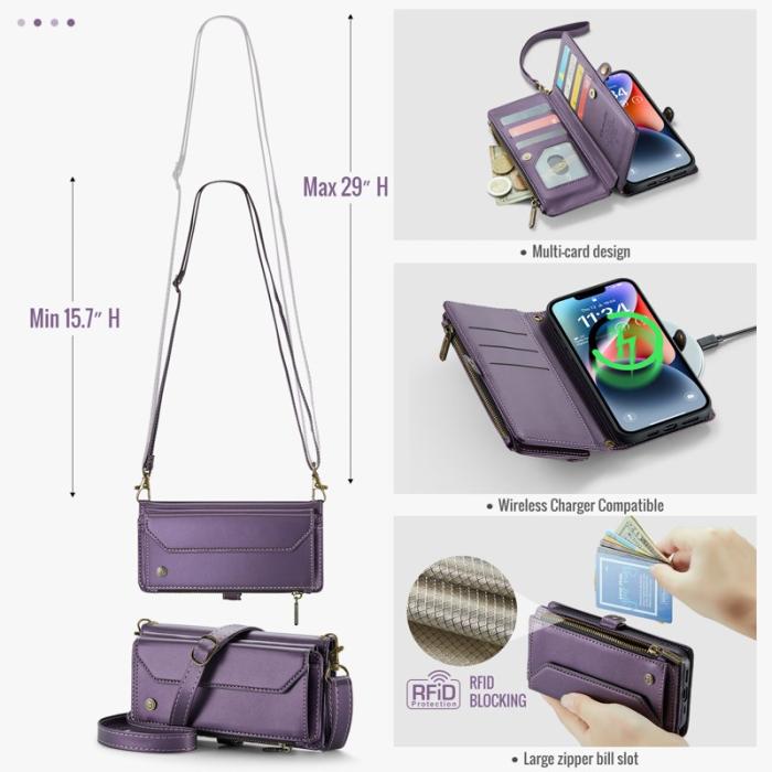 Caseme - CASEME C36 Läderfodral till iPhone 14 Plus - Lila