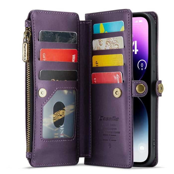 Caseme - CASEME C36 Läderfodral till iPhone 14 Pro Max - Lila