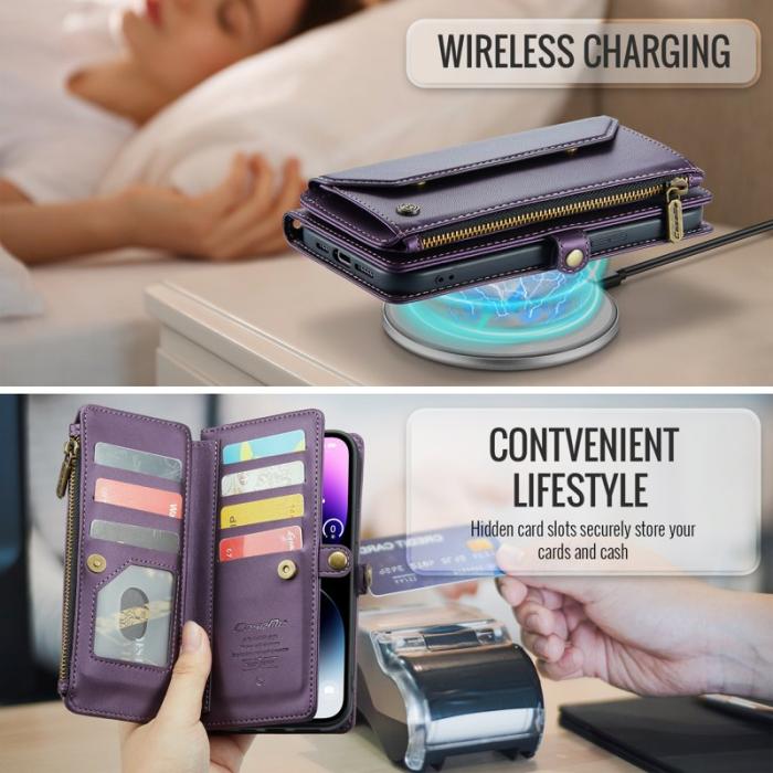 Caseme - CASEME C36 Läderfodral till iPhone 14 Pro Max - Lila