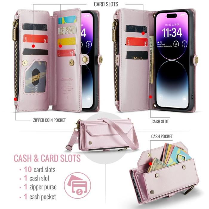 Caseme - CASEME C36 Läderfodral till iPhone 14 Pro Max - Rosa