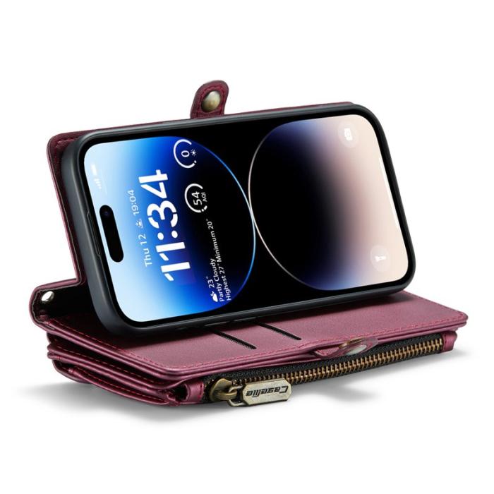 Caseme - CASEME C36 Läderfodral till iPhone 14 Pro - Vinröd