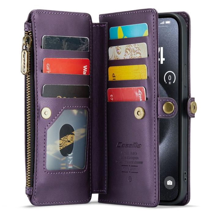 Caseme - CASEME C36 Läderfodral till iPhone 15 Pro Max - Lila