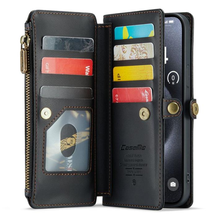 Caseme - CASEME C36 Läderfodral till iPhone 15 Pro Max - Svart