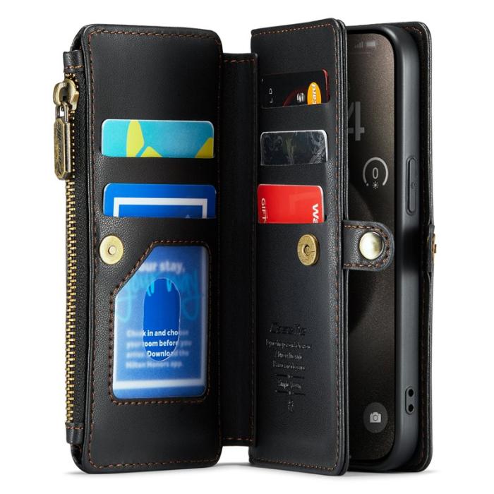 Caseme - CASEME C36 Läderfodral till iPhone 15 Pro - Svart