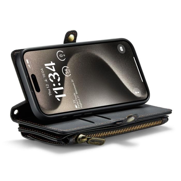 Caseme - CASEME C36 Läderfodral till iPhone 15 Pro - Svart